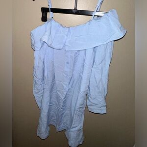 NWOT blue dress - off the shoulder with buttons